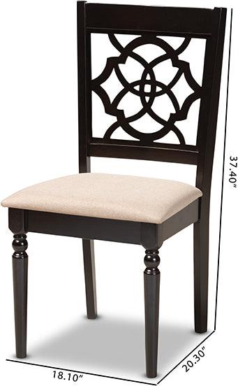 Wholesale Interiors Dining Chairs - Renaud Sand Fabric Upholstered Espresso Brown Finished Wood Dining Chair Set Of 4