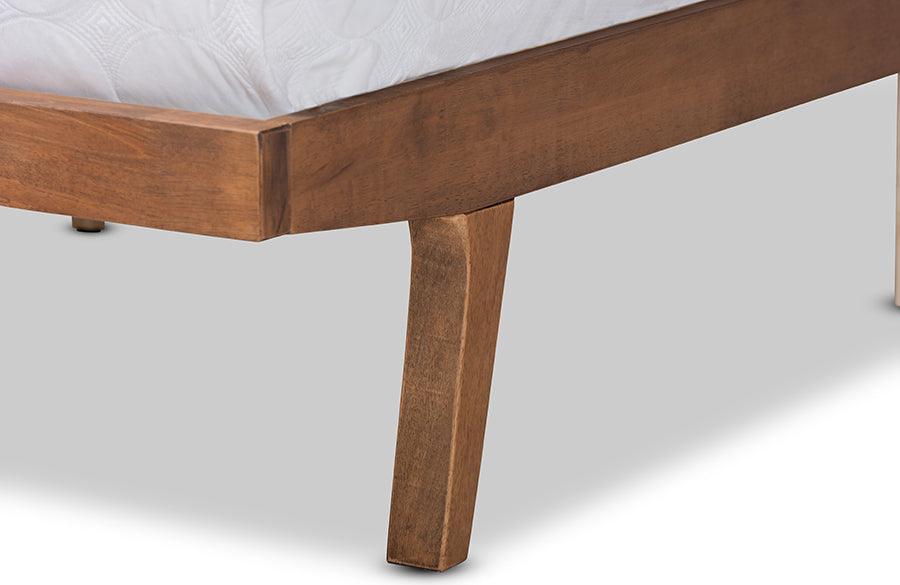 Wholesale Interiors Beds - Jarlan Modern and Contemporary Grey Fabric and Brown Wood King Size Platform Bed