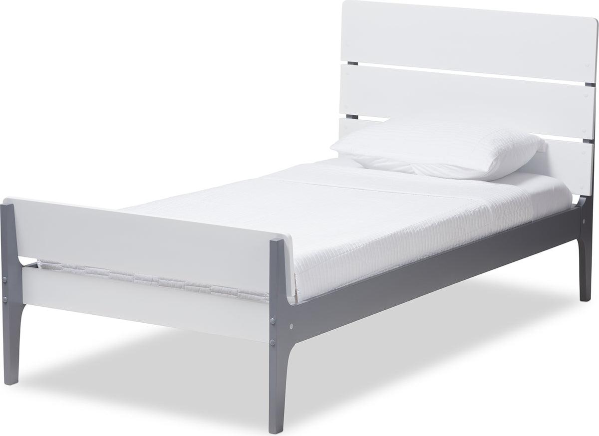 Wholesale Interiors Beds - Nereida White & Dark Grey-Finished Wood Twin Platform Bed