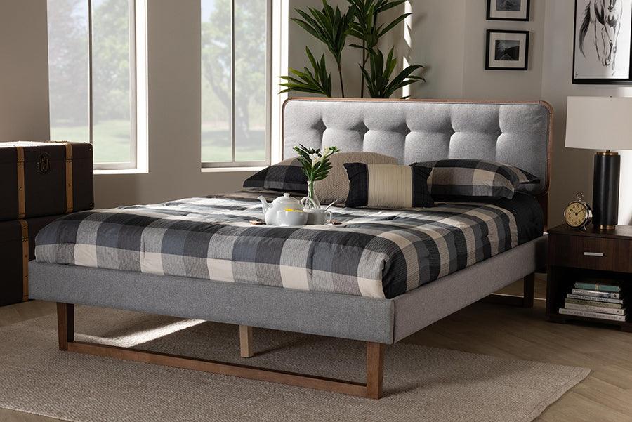 Wholesale Interiors Beds - Sofia King Bed Light Gray & Walnut