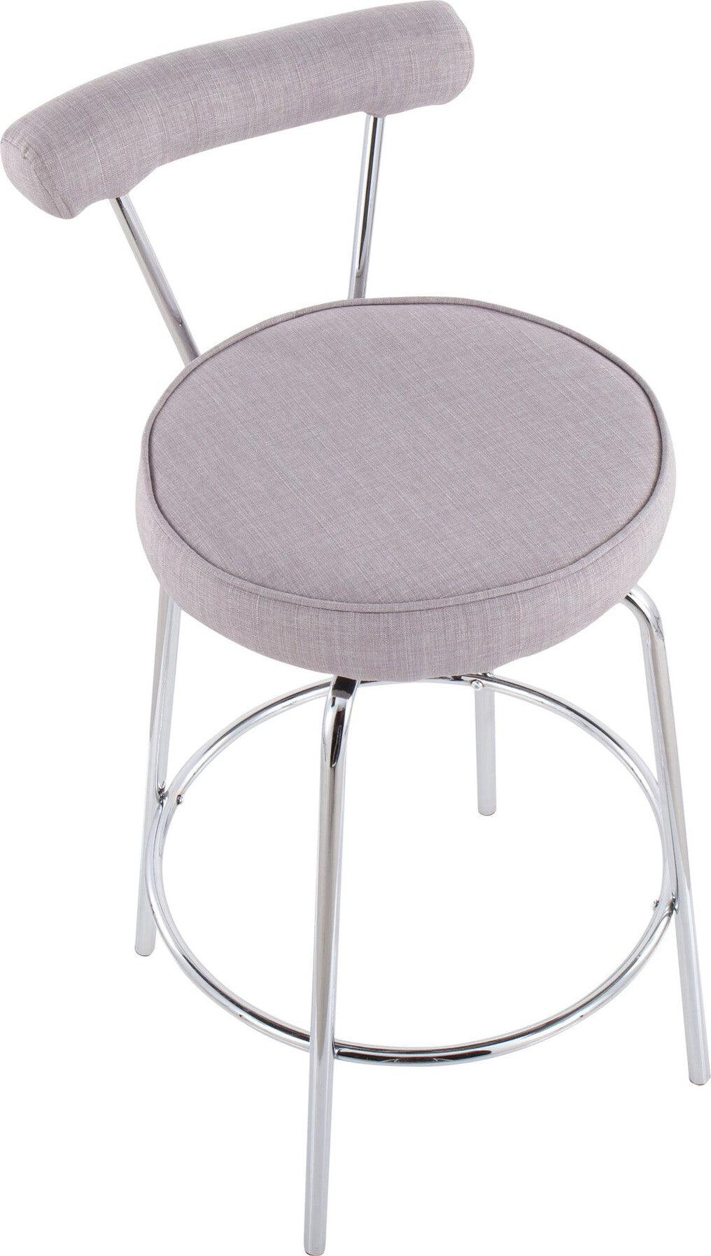 Lumisource Barstools - Rhonda Counter Stool Chrome & Light Gray (Set of 2)