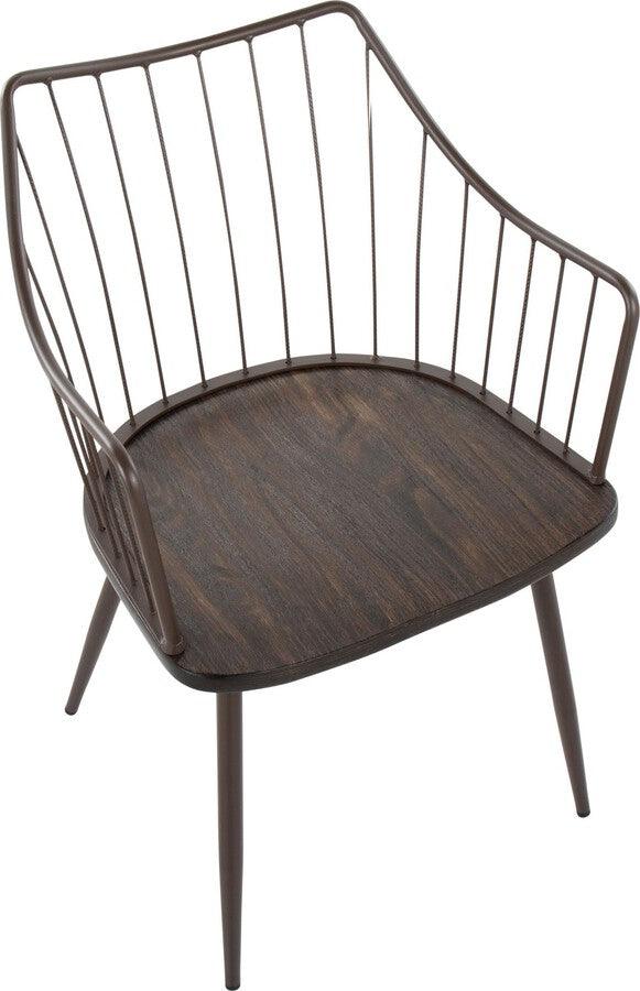 Lumisource Dining Chairs - Winston Farmhouse Style Accent & Dining Chair In Brown Metal & Dark Walnut Wood