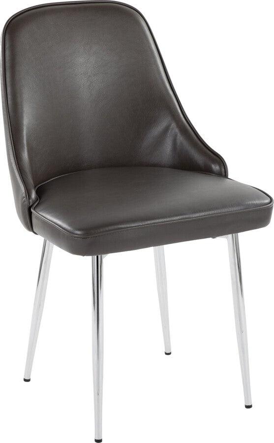 Lumisource Dining Chairs - Marcel Contemporary Dining Chair With Chrome Frame & Grey Faux Leather (Set of 2)