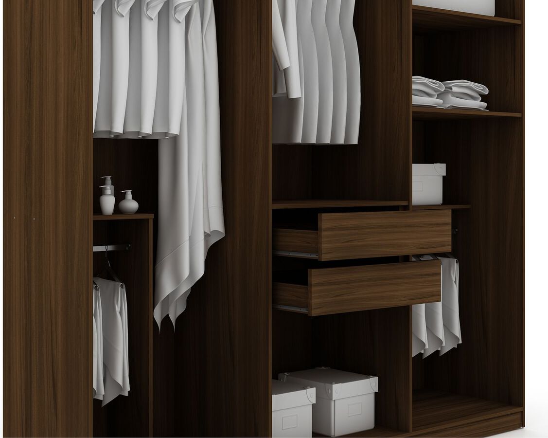 Gramercy Modern Freestanding Wardrobe Armoire Closet in Brown