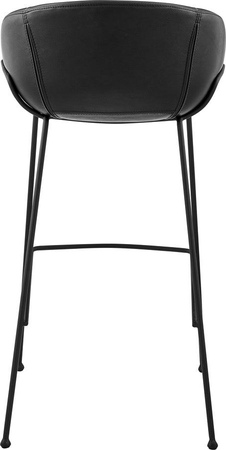 Euro Style Barstools - Zach Bar Stool with Black Leatherette and Matte Black Powder Coated Steel Frame and Legs - Set of 2