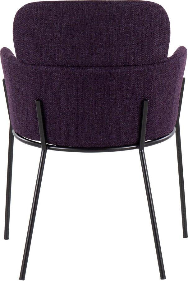 Lumisource Accent Chairs - Milan Contemporary Chair In Black Metal & Purple Noise Fabric (Set of 2)