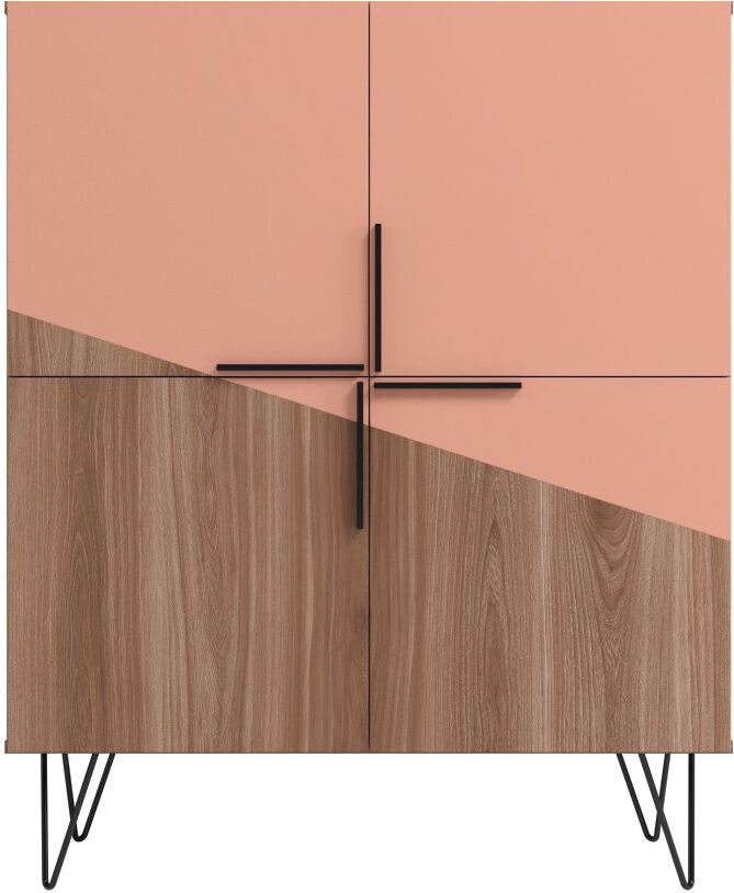 Manhattan Comfort Buffets & Cabinets - Beekman 43.7 Low Cabinet in Brown and Pink