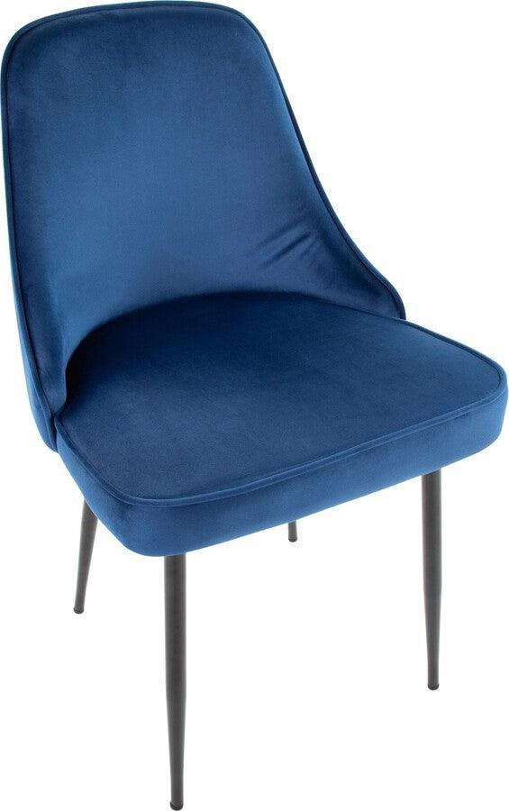 Lumisource Dining Chairs - Marcel Contemporary Dining Chair With Black Frame & Navy Blue Velvet Fabric (Set of 2)