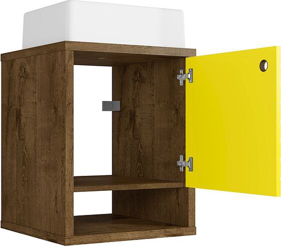 Manhattan Comfort Bathroom Vanity - Liberty Floating 17.71 Bathroom Vanity with Sink and Shelf in Rustic Brown and Yellow