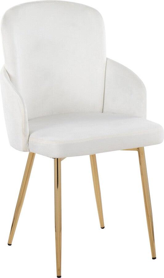 Lumisource Dining Chairs - Dahlia Contemporary Dining Chair In Gold Metal & Cream Velvet With Gold Accent (Set of 2)