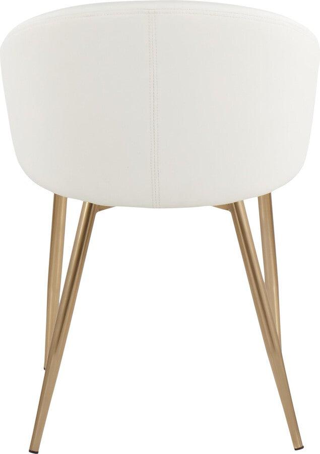 Lumisource Accent Chairs - Claire Contemporary/Glam Chair In Gold Metal & White Faux Leather (Set of 2)