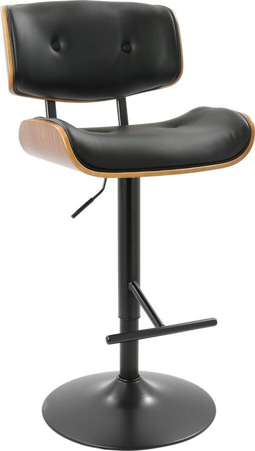 Lumisource Barstools - Lombardi Adjustable Barstool With Swivel In Black Metal, Walnut Wood & Black (Set of 2)