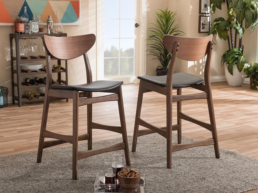 Wholesale Interiors Barstools - Latina Counter Stool Walnut & Black (Set of 2)