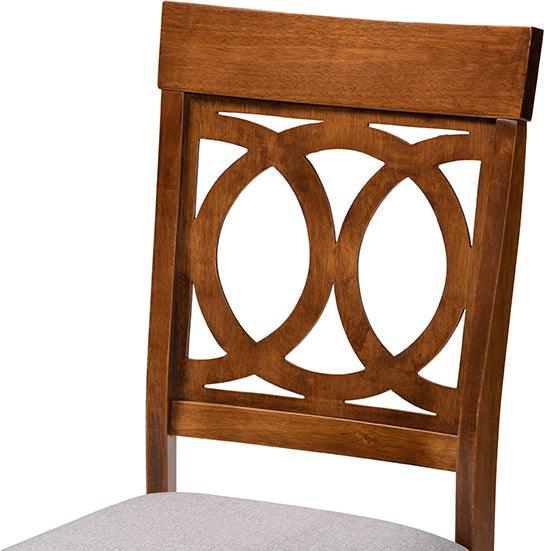 Wholesale Interiors Dining Chairs - Lucie Grey Fabric Upholstered and Walnut Brown Finished Wood 4-Piece Dining Chair Set