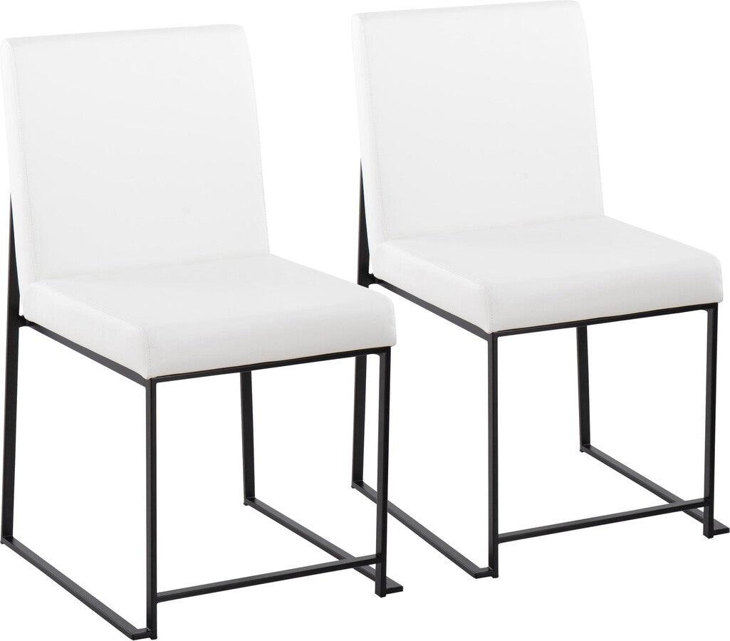Lumisource Dining Chairs - High Back Fuji Contemporary Dining Chair in Black Steel and White Faux Leather - Set of 2
