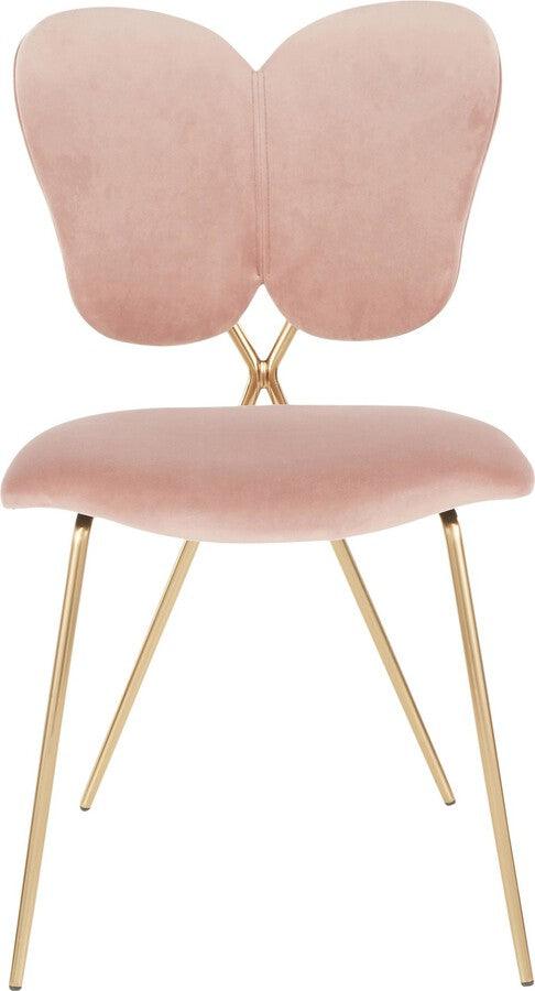 Lumisource Dining Chairs - Madeline Contemporary/Glam Chair in Gold Metal & Blush Pink Velvet - Set of 2