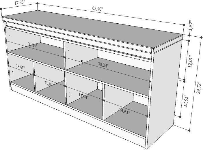 Manhattan Comfort Buffets & Sideboards - Viennese 62.99 in. 6- Shelf Buffet Cabinet in White Gloss