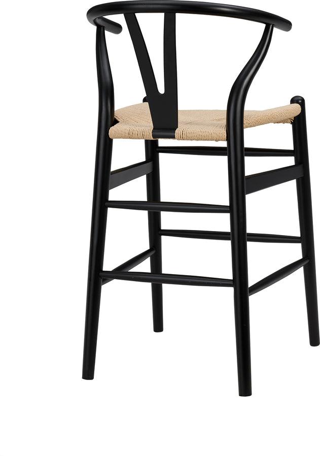Euro Style Barstools - Evelina-C Counter Stool in Black Frame and Natural Seat