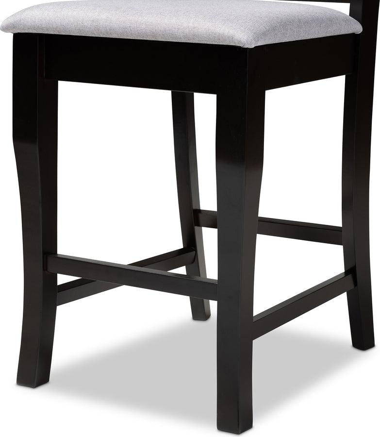Wholesale Interiors Barstools - Nisa Grey Fabric Upholstered Espresso Brown Finished 2-Piece W (Set of 2)