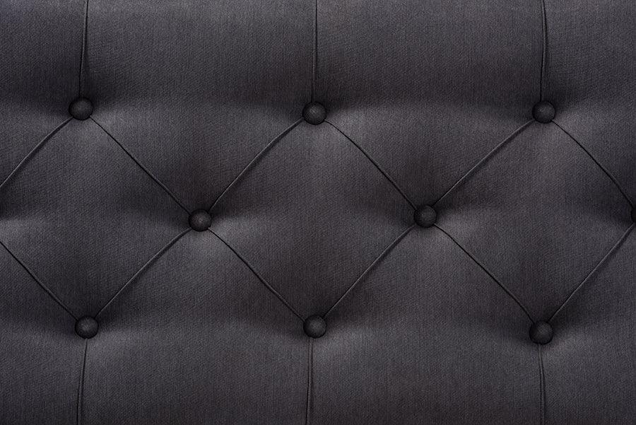 Wholesale Interiors Benches - Linda Modern and Rustic Charcoal Linen Fabric and Greywashed Wood Storage Bench