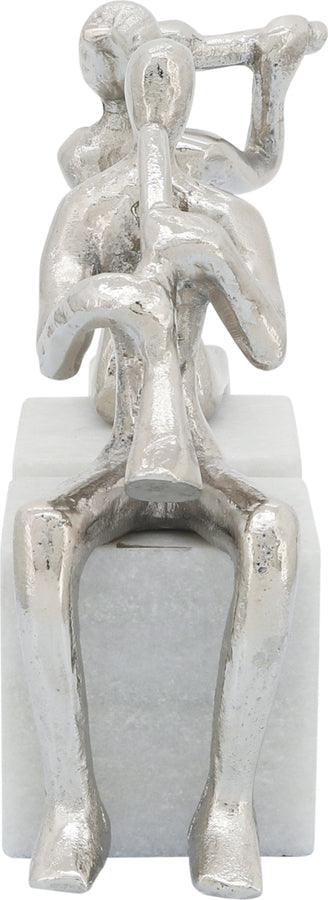 Sagebrook Home Bookends - S/2 Metal Musicians On Marble Base Silver