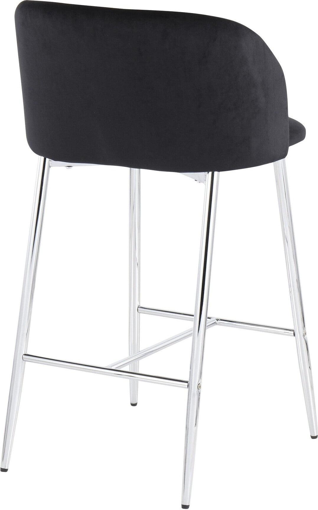 Lumisource Barstools - Fran Counter Stool (Set of 2) Chrome & Black Velvet