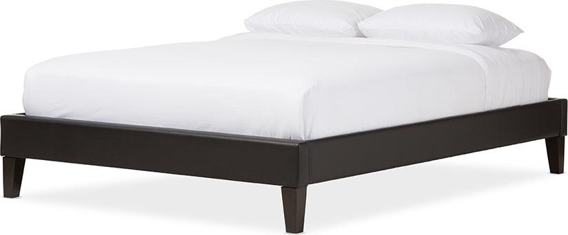Wholesale Interiors Beds - Lancashire Black Faux Leather Upholstered Full Size Bed Frame With Tapered Legs