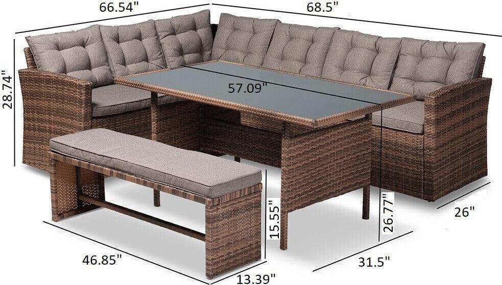 Wholesale Interiors Outdoor Conversation Sets - Angela Modern And Contemporary Outdoor Patio Set Gray And Brown