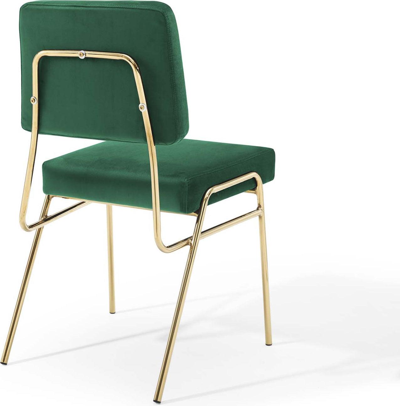 Modway Dining Chairs - Craft Dining Side Chair Performance Velvet Gold Green (Set of 2)