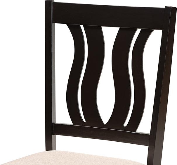 Wholesale Interiors Dining Chairs - Fenton Sand Fabric Upholstered and Dark Brown Finished Wood 2-Piece Dining Chair Set
