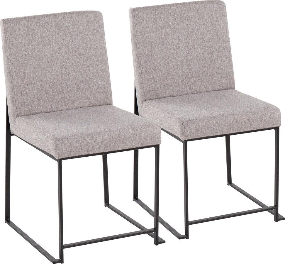 Lumisource Dining Chairs - High Back Fuji Contemporary Dining Chair In Black Steel & Light Grey Fabric (Set of 2)