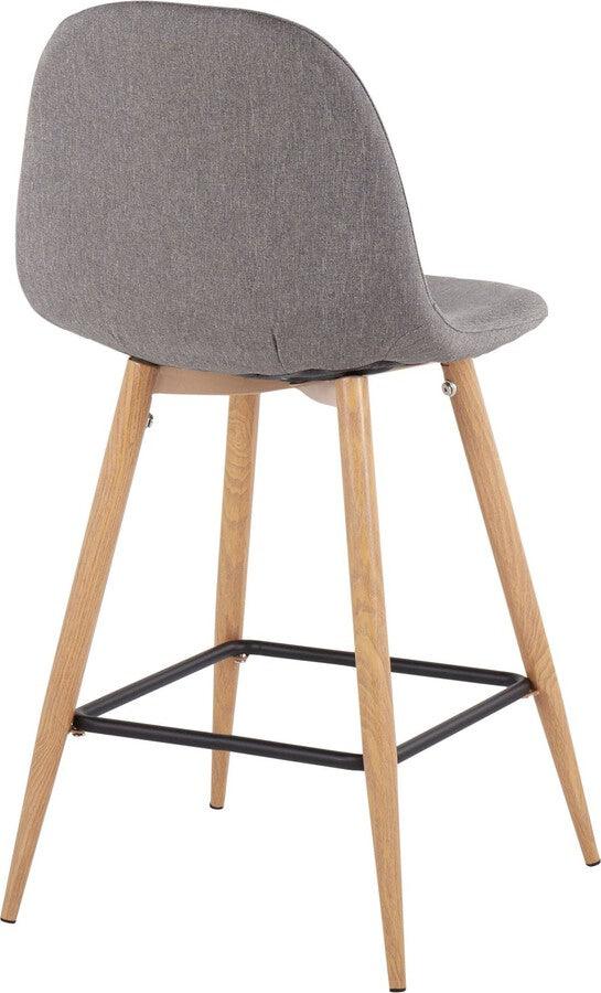 Lumisource Barstools - Pebble Counter Stool In Natural Metal & Charcoal Fabric (Set of 2)