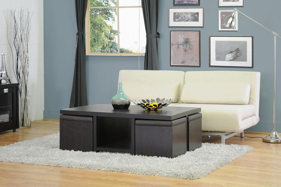 Wholesale Interiors Living Room Sets - Prescott Modern Table and Stool Set with Hidden Storage