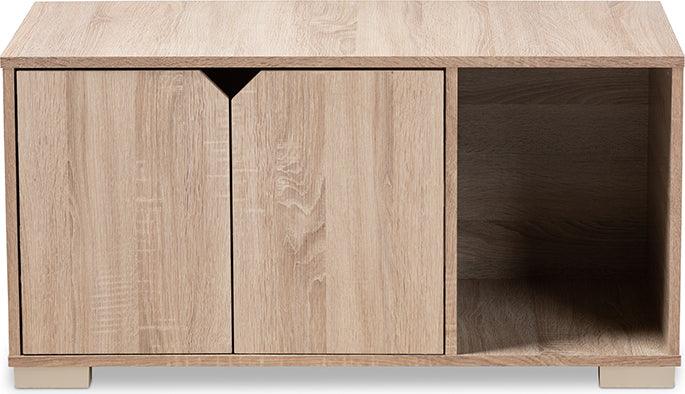 Wholesale Interiors Cat Litter Box - Jasper Modern And Contemporary Oak Finished 2-Door Wood Cat Litter Box Cover House