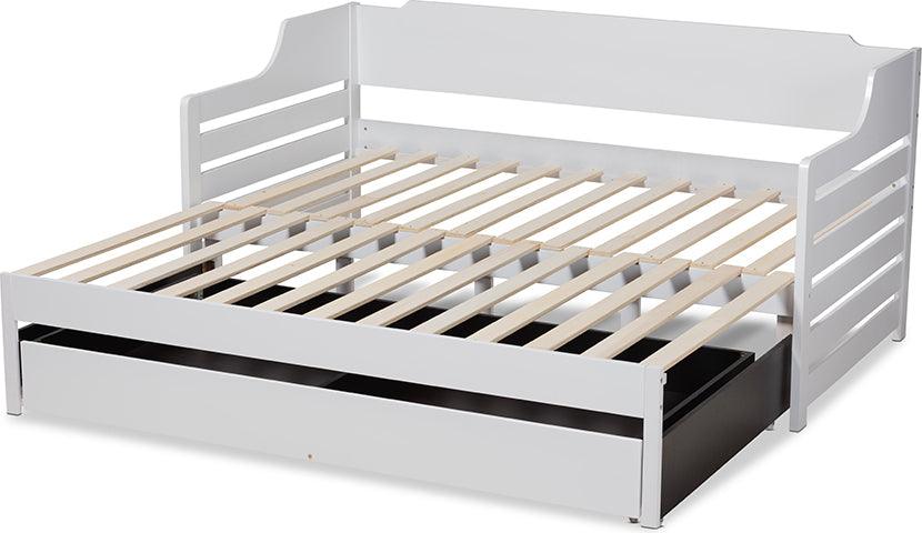 Wholesale Interiors Daybeds - Jameson White Finished Expandable Twin Size to King Size Daybed with Storage Drawer