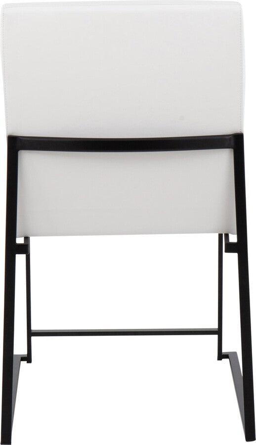 Lumisource Dining Chairs - High Back Fuji Contemporary Dining Chair in Black Steel and White Faux Leather - Set of 2