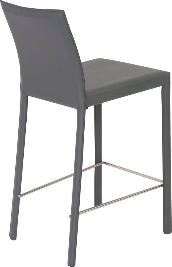 Euro Style Barstools - Hasina Counter Stool in Gray with Polished Stainless Steel Legs - Set of 2