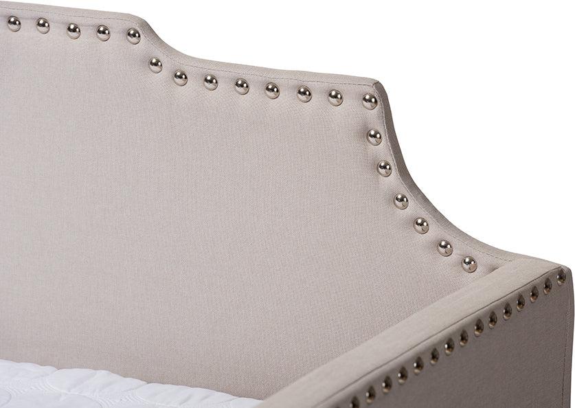 Wholesale Interiors Daybeds - Ally Modern and Contemporary Beige Fabric Twin Size Daybed with Roll Out Trundle Bed