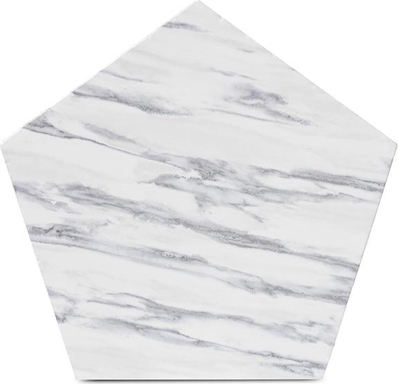 Wholesale Interiors Side & End Tables - Oberon Modern and Contemporary Black Metal End Table with Faux Marble Tabletop