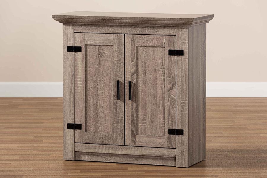 Wholesale Interiors Shoe Storage - Bruce Modern Contemporary Farmhouse Oak Brown Finished Wood 2-Door Shoe Storage Cabinet