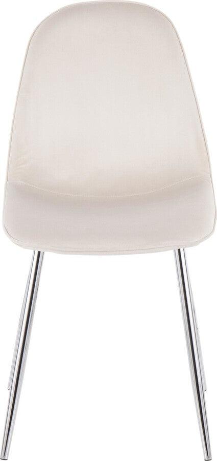Lumisource Dining Chairs - Pebble Contemporary Chair in Chrome and Cream Velvet - Set of 2