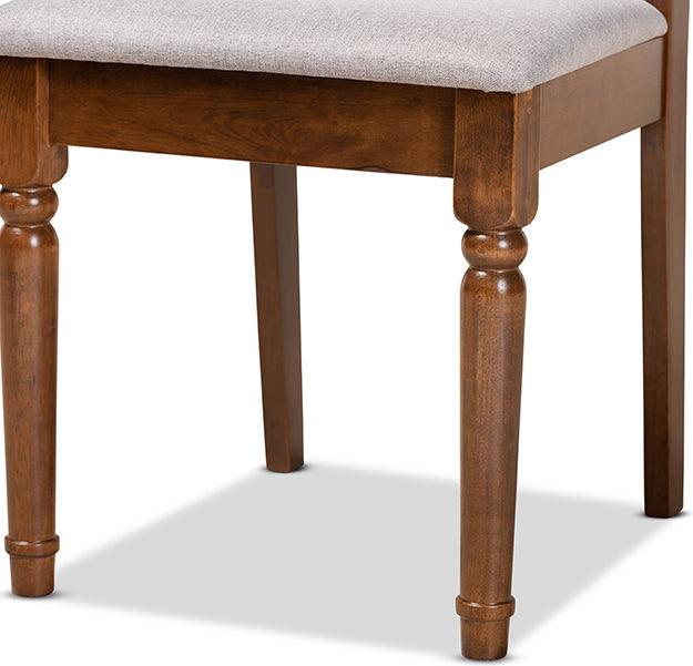 Wholesale Interiors Dining Chairs - Cherese Grey Fabric Upholstered and Walnut Brown Finished Wood 2-Piece Dining Chair Set