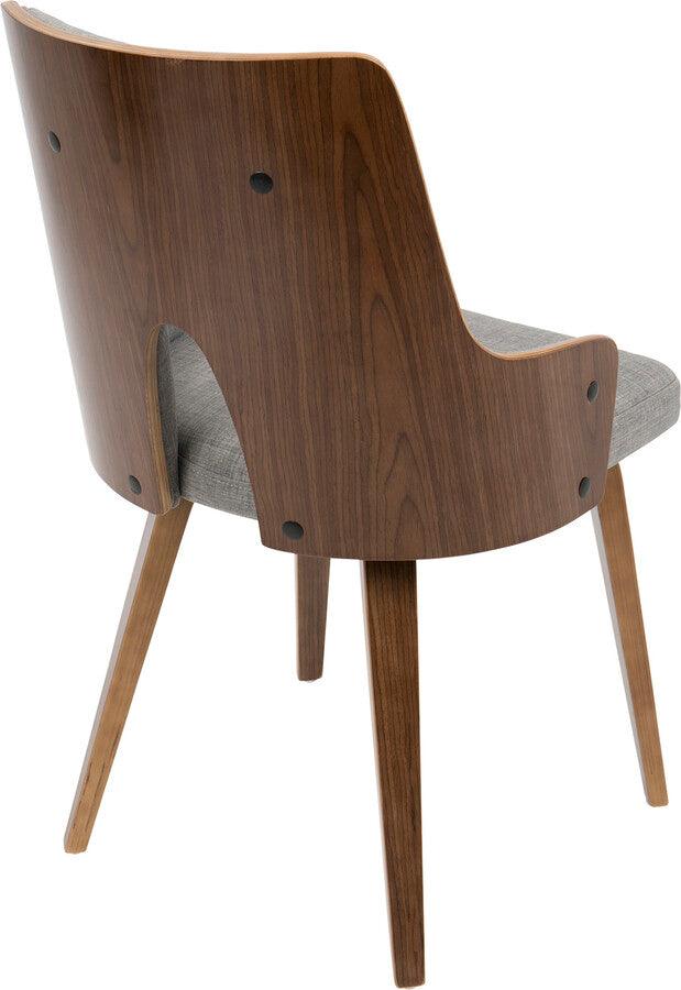 Lumisource Dining Chairs - Stella Mid-Century Modern Dining/Accent Chair in Walnut with Light Grey Fabric - Set of 2