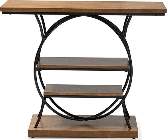 Wholesale Interiors Consoles - Lavelle Vintage Rustic Industrial Style Walnut Brown Wood and Dark Bronze-Finished Metal