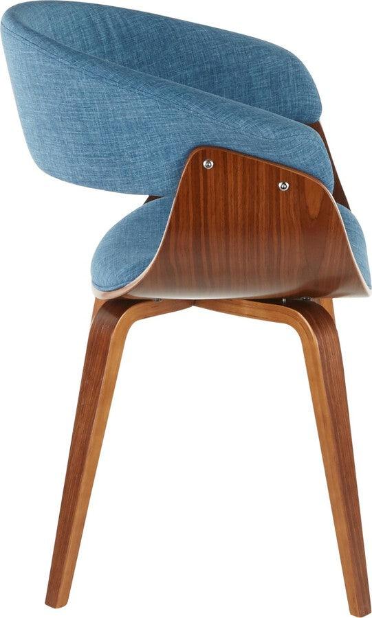 Lumisource Dining Chairs - Vintage Mod Mid-Century Modern Dining/Accent Chair in Walnut & Blue Fabric
