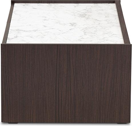 Wholesale Interiors Coffee Tables - Walker Coffee Table with Faux Marble Top Dark Brown