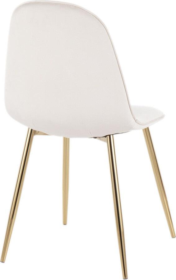 Lumisource Dining Chairs - Pebble Contemporary Chair in Gold Steel and Cream Velvet - Set of 2