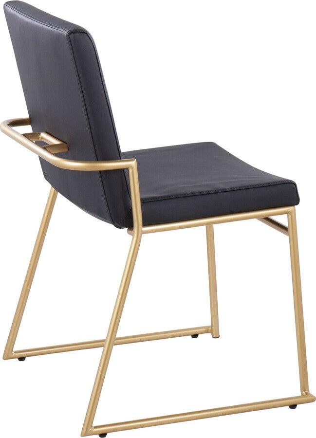 Lumisource Dining Chairs - Dutchess Contemporary Dining Chair In Gold Steel & Black Faux Leather (Set of 2)