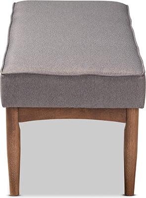 Wholesale Interiors Benches - Arvid Mid-Century Modern Gray Fabric Upholstered Wood Dining Bench