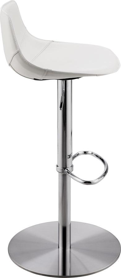 Euro Style Barstools - Rudy Adjustable Swivel Bar/Counter Stool in White with Brushed Stainless Steel Base